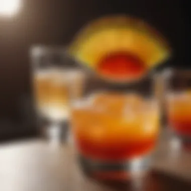 Tequila Sunrise Spectacle A refreshing tequila sunrise with layers of color