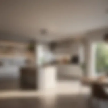 Functional kitchen layout highlighting open space and efficient design