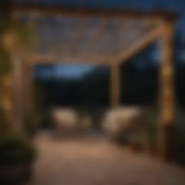 Elegant pergola adorned with twinkling lights for ambiance