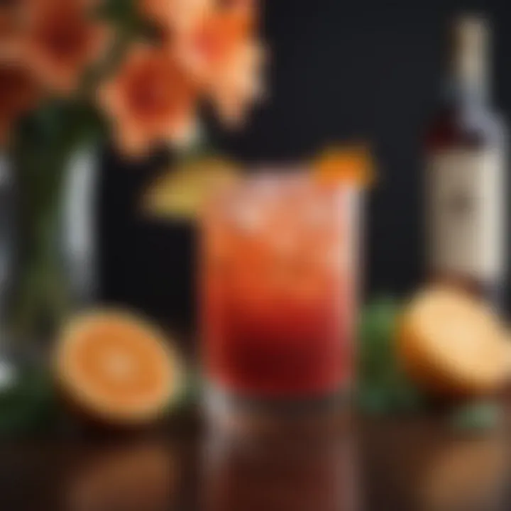 Elegant Rum Punch with Floral Garnish