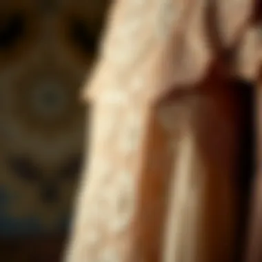 Close-up of intricate details on a long dress