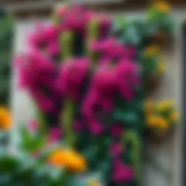 Vertical Garden Design with Mixed Climbing Plants Vertical garden design featuring mixed climbing plants
