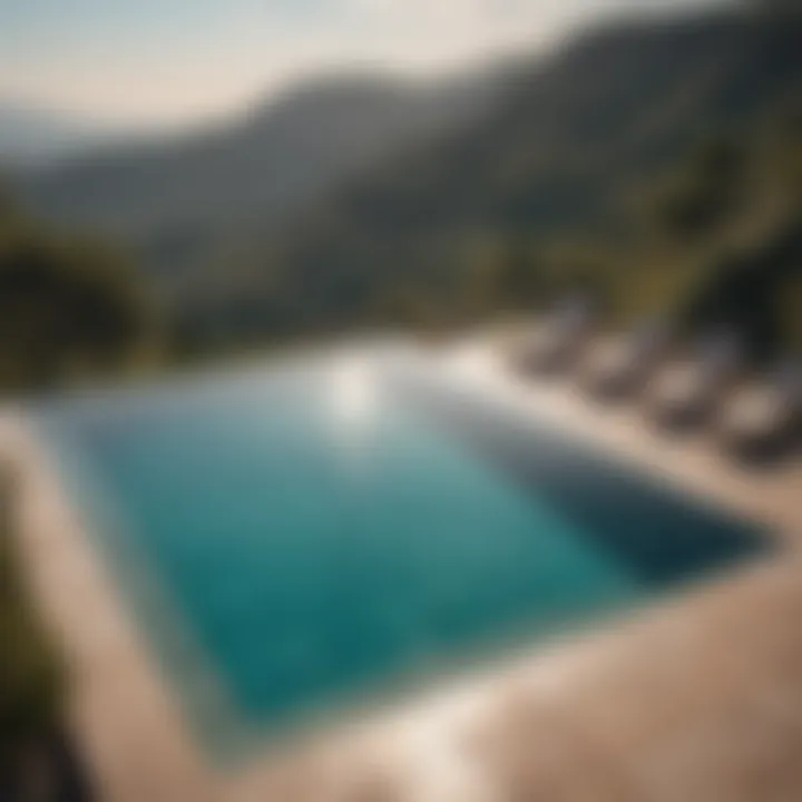 A modern infinity pool overlooking a serene landscape