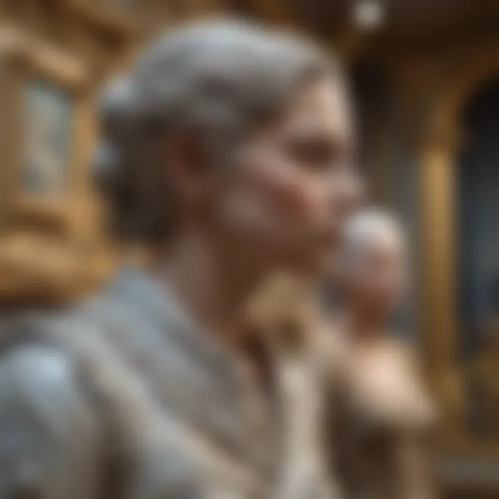 A close-up view of a classic Parisian art gallery showcasing intricate sculptures