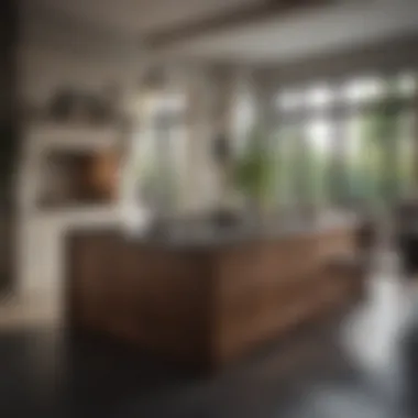 Elegant kitchen island featuring contrasting materials and modern design