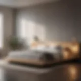 Luxurious platform bed with minimalist design and elegant linens