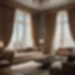 Luxurious velvet curtains draping elegantly in a modern living room