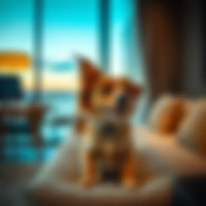 Canine enjoying a lavish suite at a pet-friendly resort