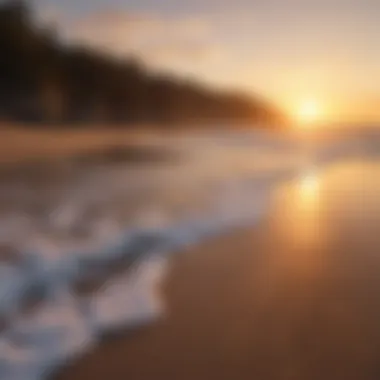 Tranquil beach setting at sunset with soft waves