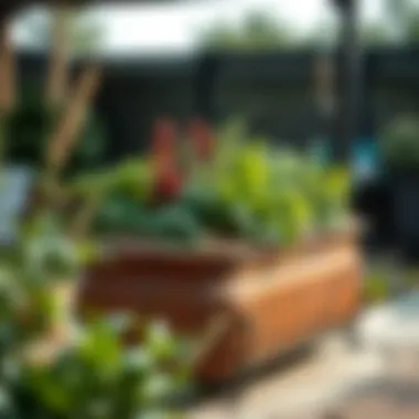 Metal Raised Planter with Herb Collection Stylish metal raised planter showcasing an array of herbs