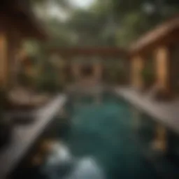 Serene spa environment with tranquil water features