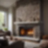 A stunning stone fireplace in a modern living room, showcasing intricate stonework and design.