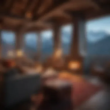 Cozy fireplace in a mountain lodge