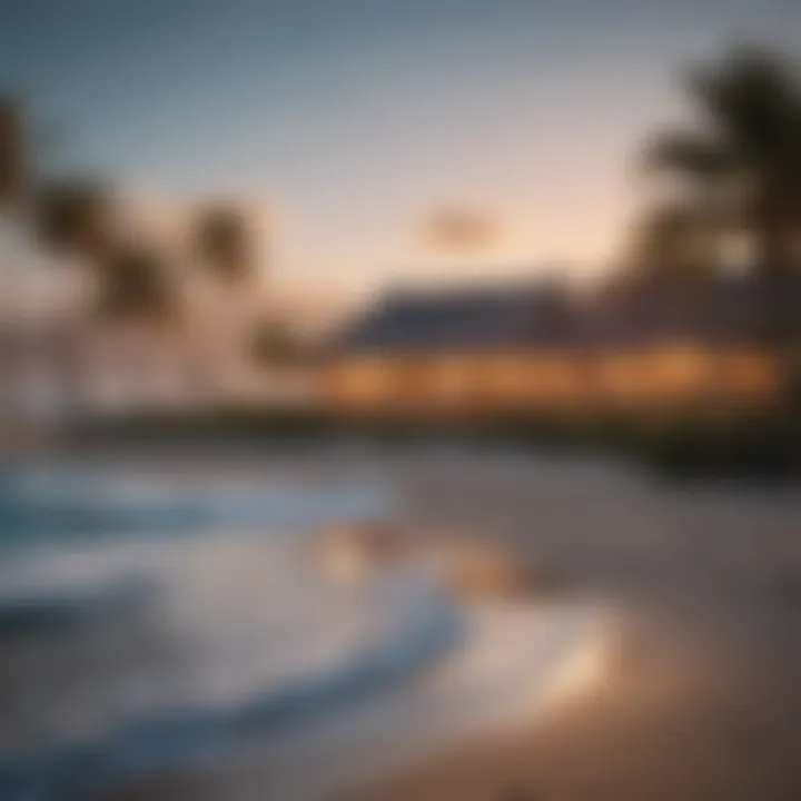 Elegant beachfront resort in winter