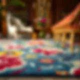 Vibrant floral design on a Rifle Paper Co. rug