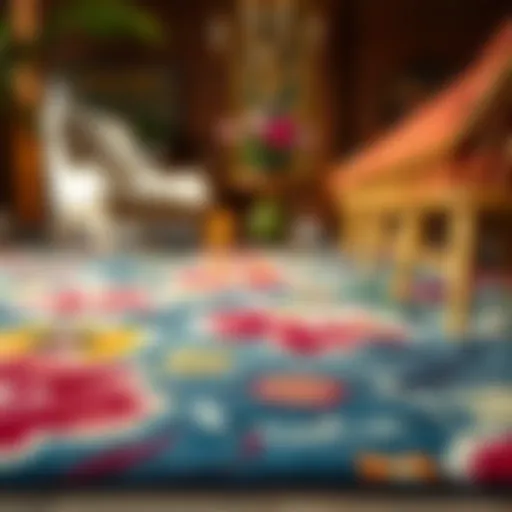 Vibrant floral design on a Rifle Paper Co. rug