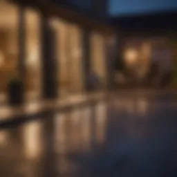 Elegant solar lights illuminating a stylish patio at night