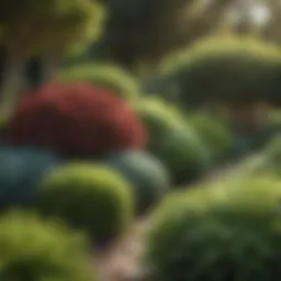 A lush garden showcasing various shade bushes