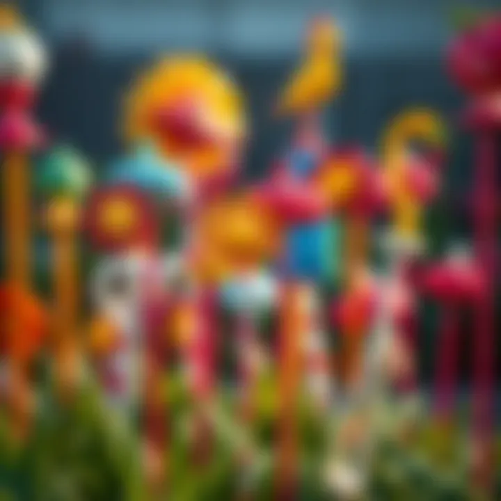 Colorful Decorative Stakes A vibrant array of decorative garden stakes