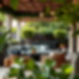 The Epitome of Outdoor Elegance Luxurious outdoor living space showcasing elegant furniture and greenery