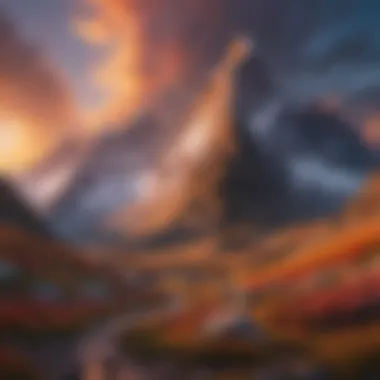 Majestic Peaks Under a Colorful Sky Breathtaking mountain view with vibrant colors