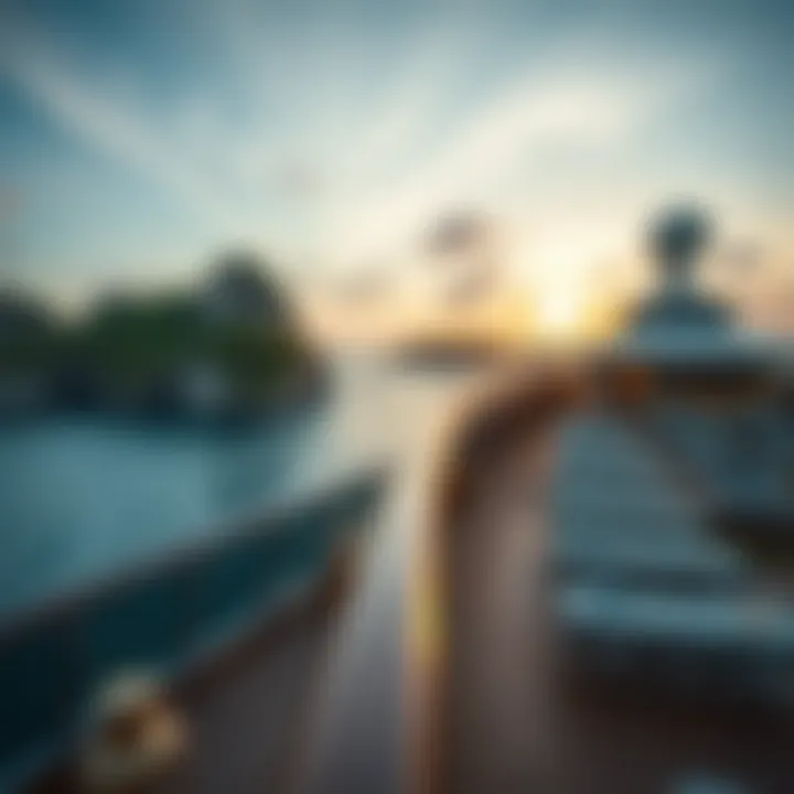 Breathtaking Views from the Deck Stunning exotic destination viewed from a luxury cruise ship