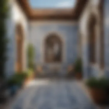 Azulejos Enhancing Outdoor Living Elegant outdoor area adorned with beautifully arranged azulejos, enhancing the ambiance of the space