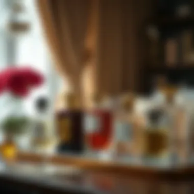 Curated Selection of Exquisite Fragrances An elegant setting showcasing a collection of premium fragrances