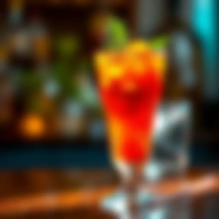 Visual Delight of a Layered Rum Cocktail Colorful layered rum cocktail in a tall glass