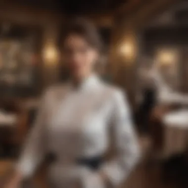 Exceptional Service A staff member delivering exceptional service in a high-end restaurant.