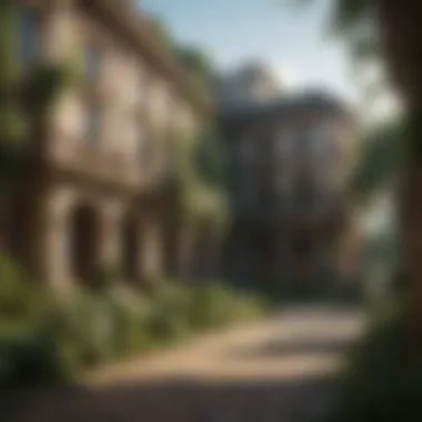 Historical Architecture Stunning historical architecture surrounded by lush greenery.
