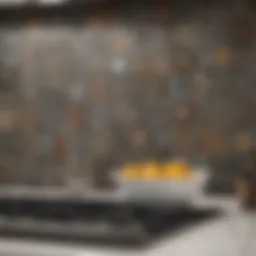 Elegant kitchen backsplash made of intricate mosaic tiles