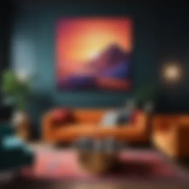 Eclectic mix of vibrant colors in a modern living room
