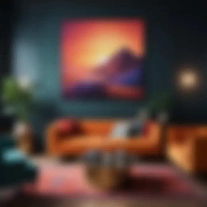 Eclectic mix of vibrant colors in a modern living room
