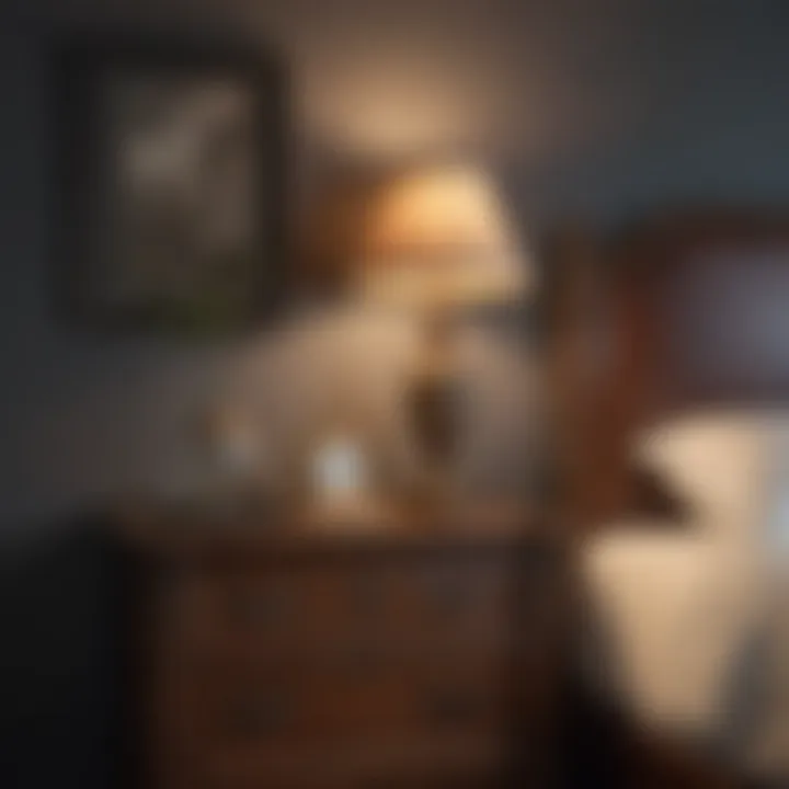 Antique nightstand with vintage lamp