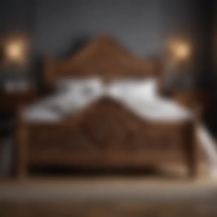 Classic wooden bed frame with ornate carvings