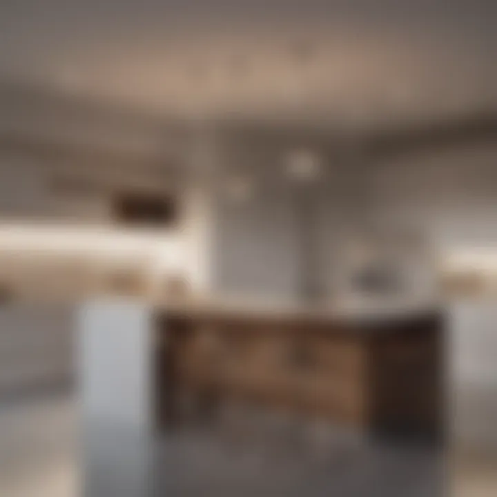 Minimalist kitchen island with integrated seating