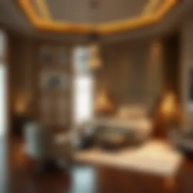 Luxury and Functionality in Master Bedroom Arrangements Luxurious bedroom showcasing elegant furniture arrangements and decor