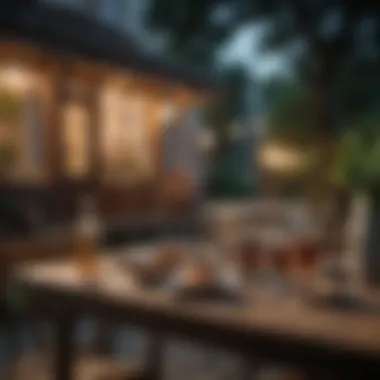 An outdoor setting enhanced with vintage finds, creating an inviting atmosphere.