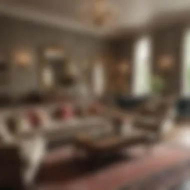 Elegant living space enhanced with Schumacher wallpaper