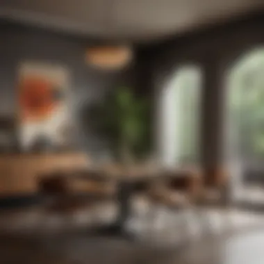 Vintage Meets Modern Dining Area Fusion of vintage and modern decor in a dining space