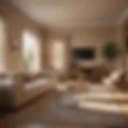 Cozy living room painted in warm beige shades