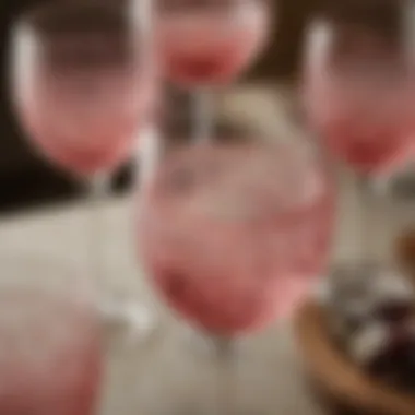 Intricate Design of West Elm Pink Wine Glasses Close-up of the intricate design and craftsmanship of West Elm pink wine glasses.