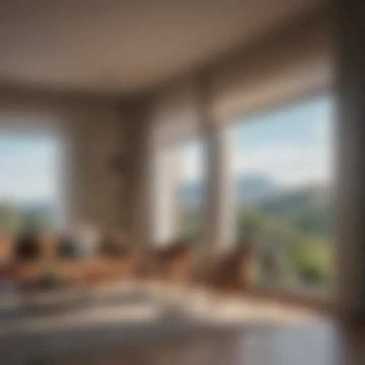 Modern shades providing privacy for recessed windows