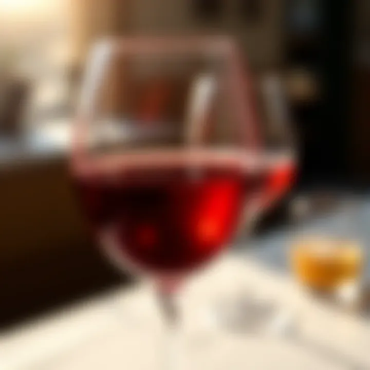 Vibrant Red Wine Glass A close-up of a vibrant red wine glass reflecting sunlight