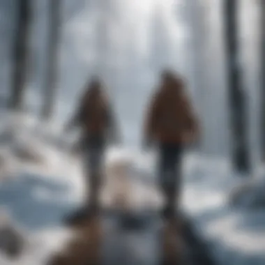 Adventurous Winter Activities Couple enjoying a scenic winter hike