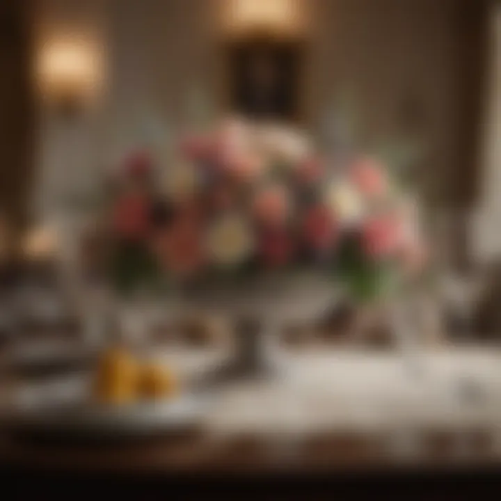 Exquisite Floral Arrangement on Dining Table