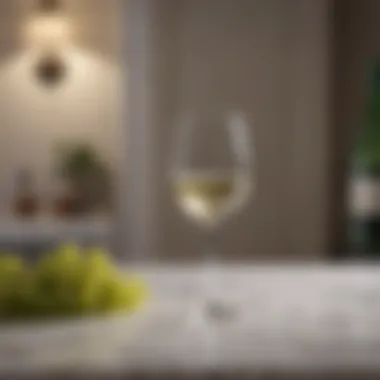 Elegant glass of Sauvignon Blanc on marble table