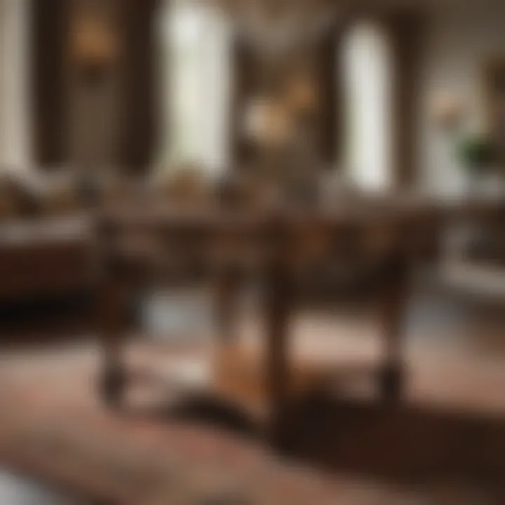 Exquisite handcrafted wooden table in lavish room