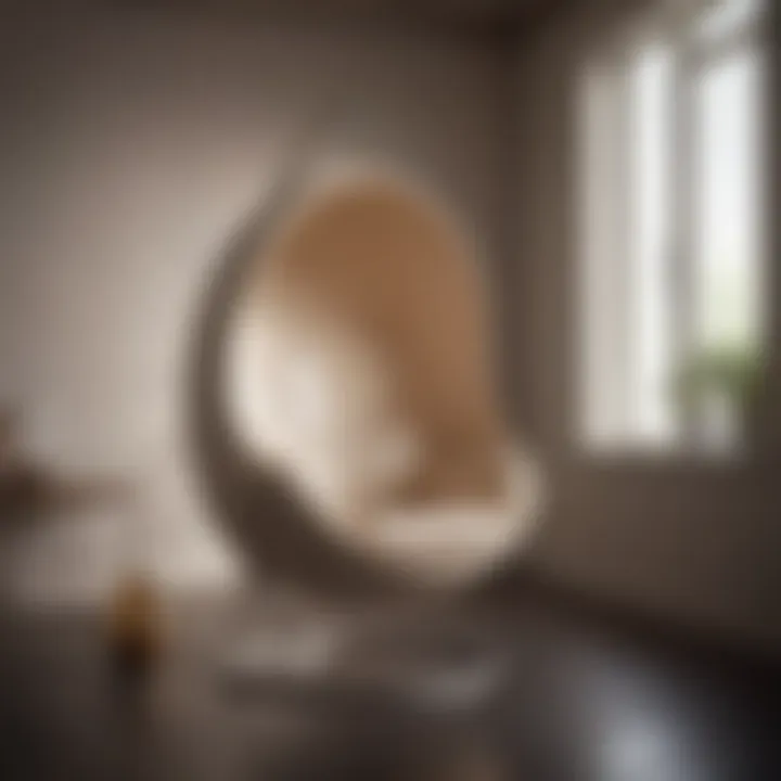 Floating egg chair complementing a minimalistic decor